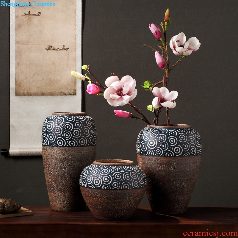 Zen ceramic dried flower vase planting new Chinese style restoring ancient ways of primitive simplicity do old manual coarse clay pottery flowerpot furnishing articles