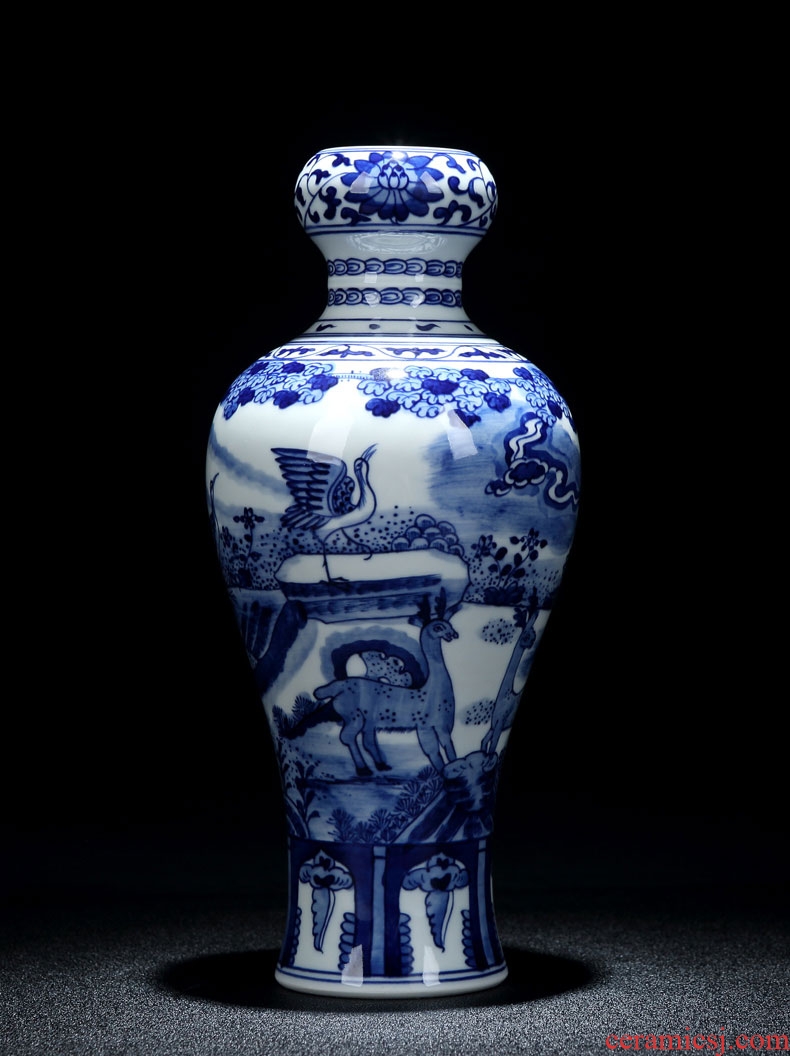 Jingdezhen ceramics furnishing articles archaize qing qianlong blue and white porcelain vases, flower arrangement sitting room adornment of Chinese style household