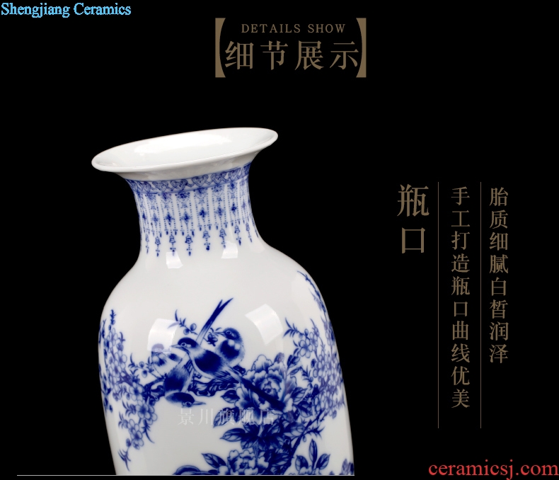 Jingdezhen ceramics landscape painting large blue and white porcelain vase contemporary household adornment desktop sitting room mesa furnishing articles