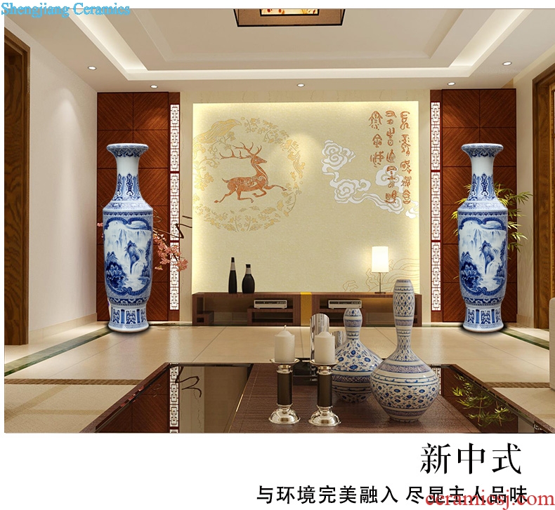 Jingdezhen blue and white porcelain painting landscape painting ceramic sitting room of large vase household furnishing articles ornaments store hall