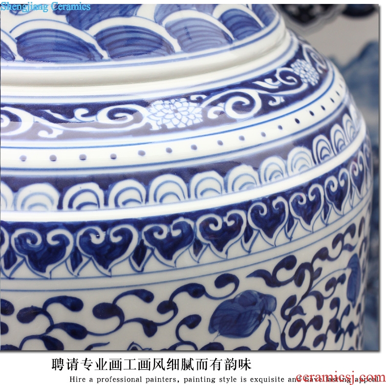 Blue and white same vase hand-painted archaize admiralty bound branch lotus blue and white porcelain of jingdezhen ceramics sitting room floor furnishing articles