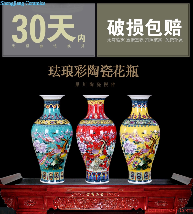 Mesa of jingdezhen ceramic vase colored enamel Chinese antique household flower adornment handicraft office furnishing articles