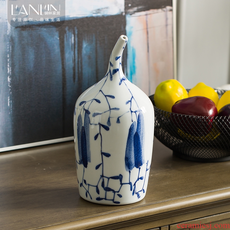 Ceramic vase furnishing articles sitting room furniture put dry flower contracted and contemporary art decorative flower implement wind blue and white porcelain arts and crafts