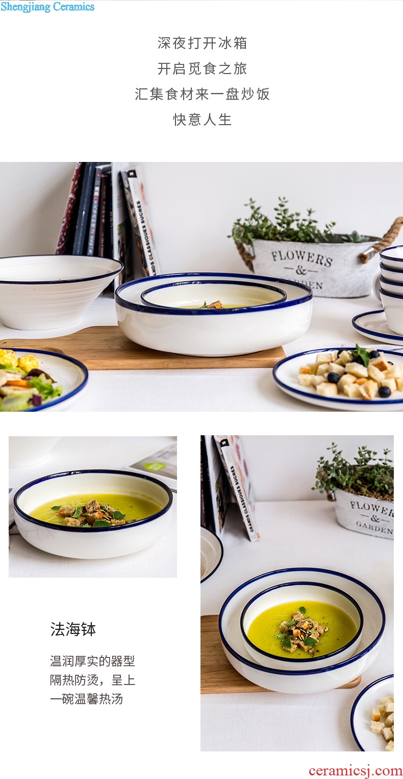 Ijarl million jia contracted household ceramic bowl large soup bowl fruit salad bowl dessert bowl rainbow noodle bowl