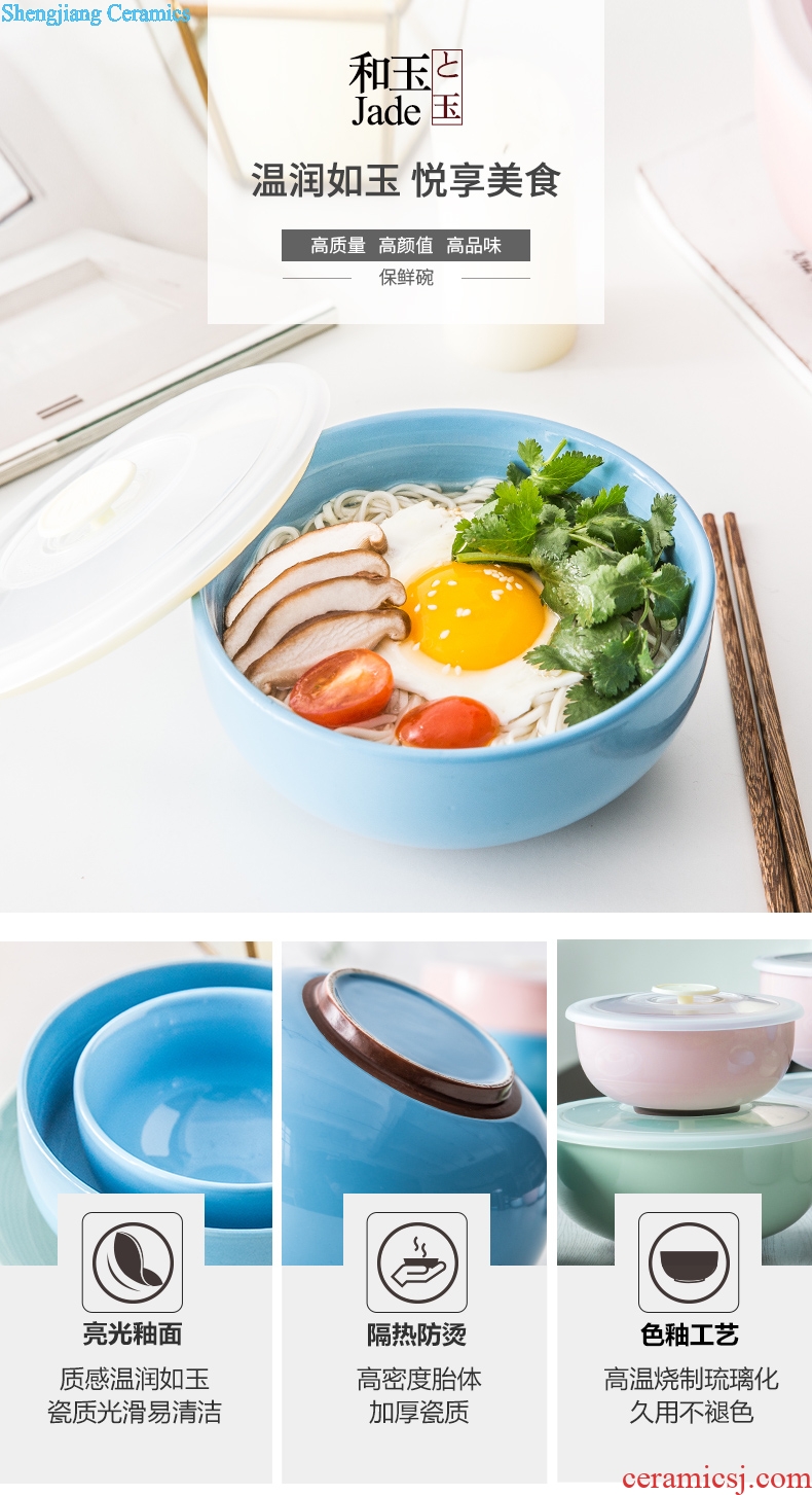 Million jia creative preservation bowl ceramics microwave bento cassette cover bubble rainbow noodle bowl seal preservation box lunch box fridge