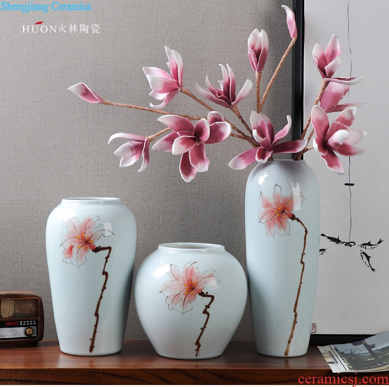 Modern new Chinese style living room TV cabinet ceramic vase wine porch desktop flower arranging home furnishing articles installed