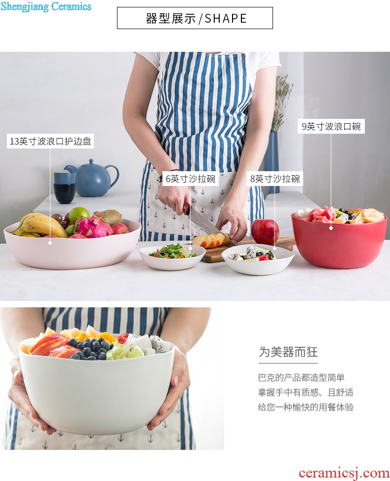 Deep bowl bowl large ceramic large creative personality household boiled fish soup basin vegetable salad bowl northern wind