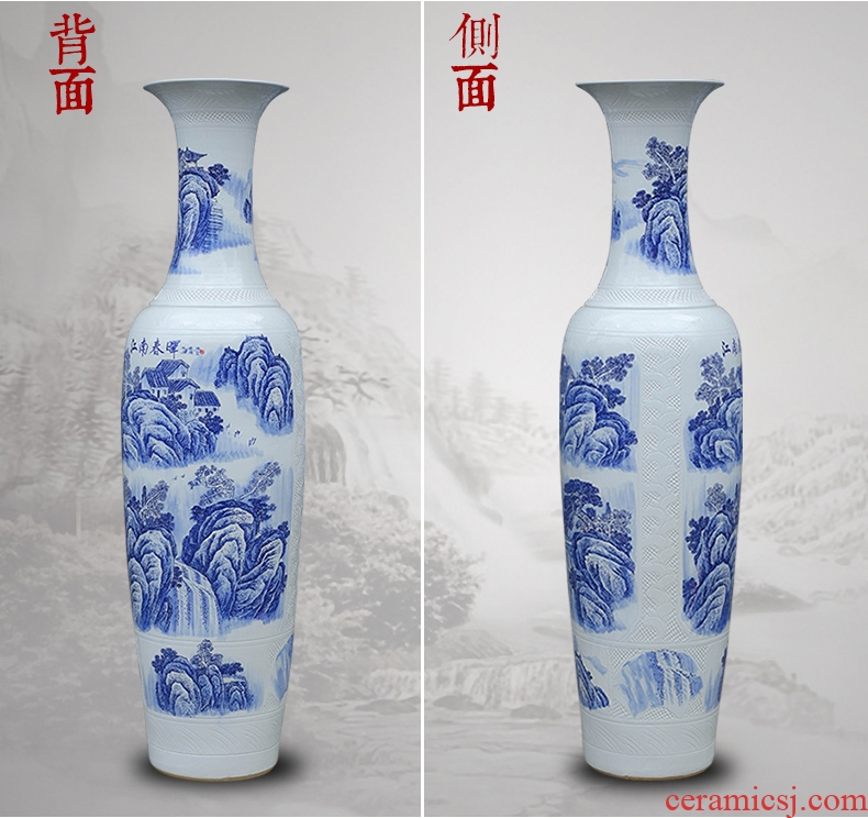 Jingdezhen ceramics of large blue and white porcelain vase 1 m 6-2 meters outside the villa living room hall furnishing articles