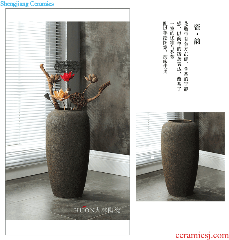 Jingdezhen ceramic floor coarse pottery large vases, contemporary and contracted sitting room TV cabinet dry flower arranging furnishing articles pottery restoring ancient ways