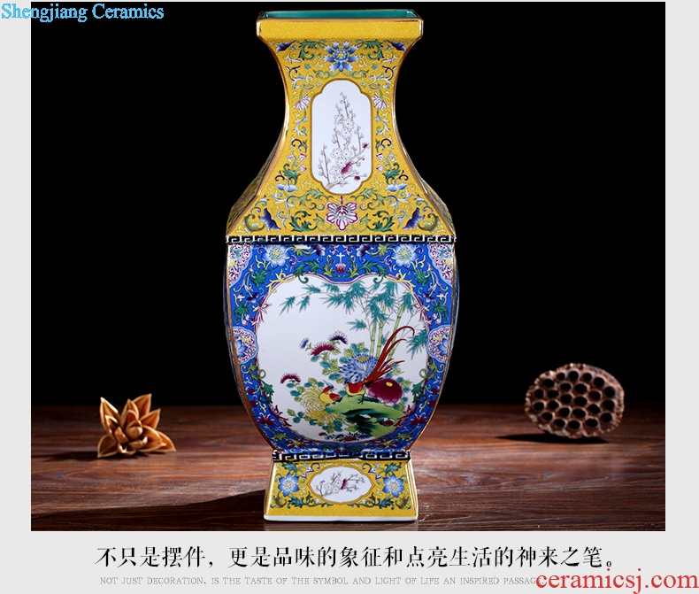 Jingdezhen enamel painted pottery porcelain vase home sitting room mesa four bottles of imitation system of qianlong classic collection furnishing articles