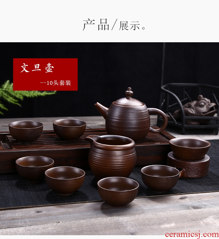 Restoring ancient ways leopard lam kung fu tea set suit household jingdezhen ceramic tea cup teapot Japanese tea ceremony the living room