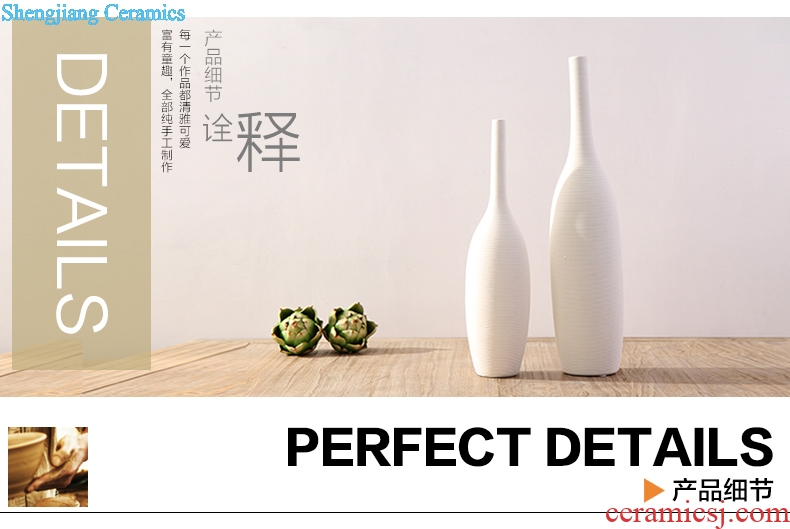 Tang dynasty white fine mouth furnishing articles contemporary and contracted sitting room decoration home decoration ceramic vase dried flowers flower arrangement