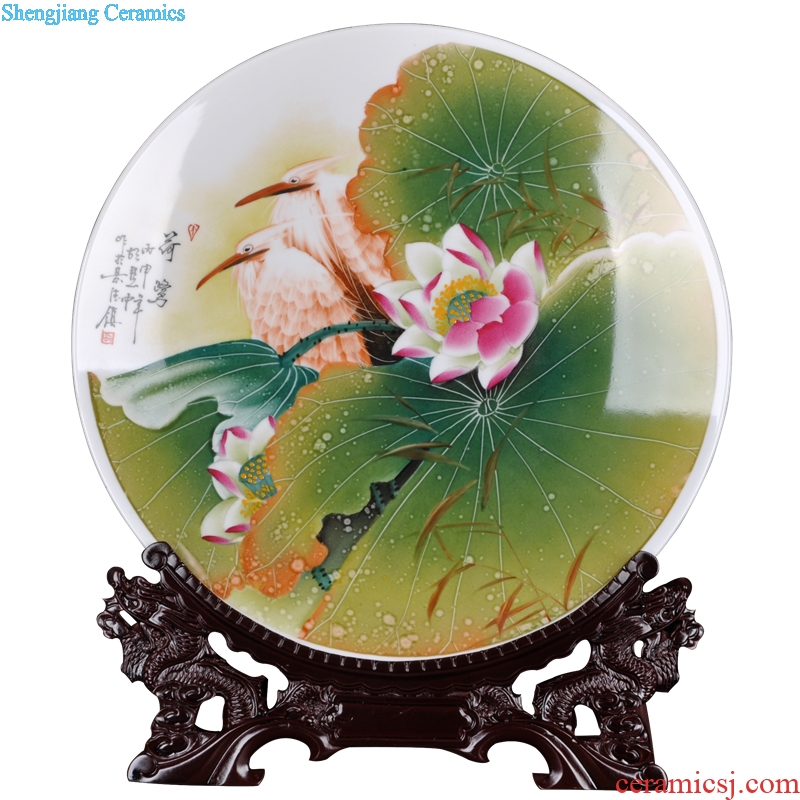 Jingdezhen ceramic hang dish of new Chinese style decoration plate living room TV ark home furnishing articles furnishing articles hand-painted sat dish household