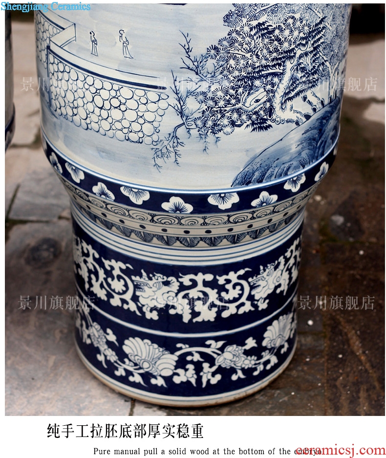 Jingdezhen ceramic antique hand-painted landscape paintings of Chinese style of large vase after classic adornment opening gifts furnishing articles