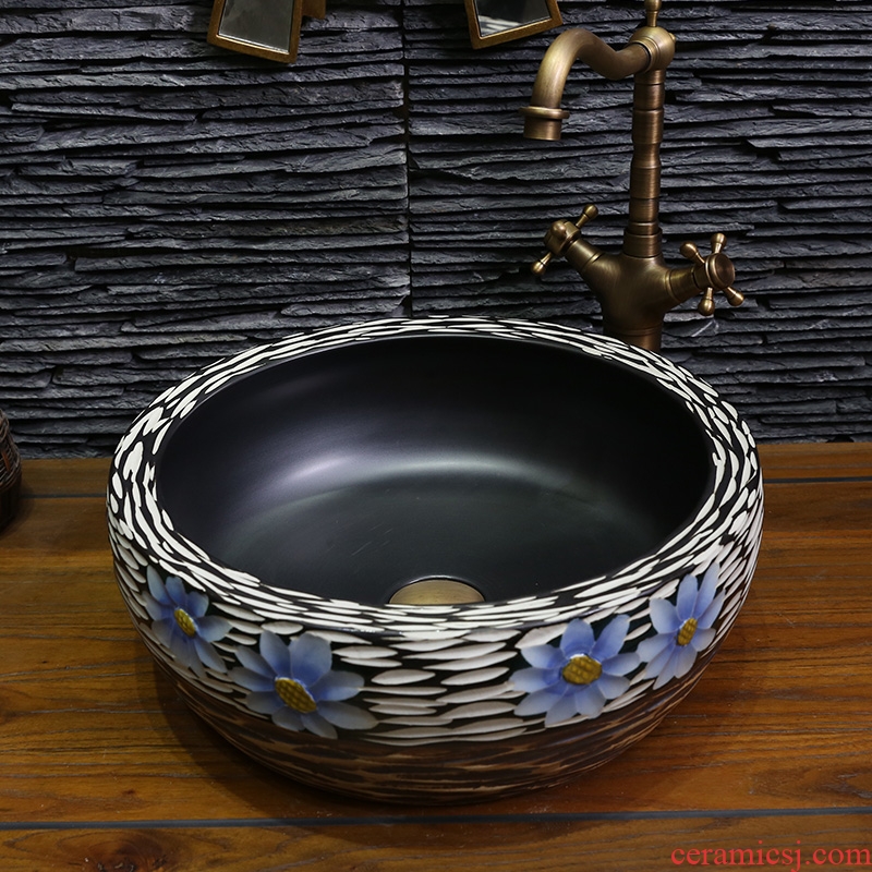 JingYan sculpture art restoring ancient ways the stage basin of jingdezhen ceramic sinks circular basin basin on the sink