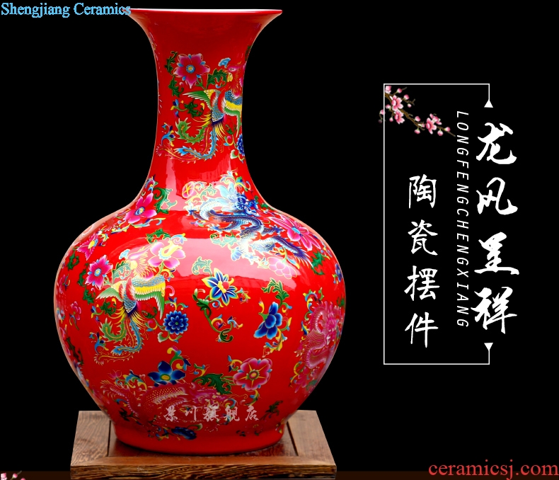 Jingdezhen ceramics Huang Longfeng ChengXiang vase home sitting room mesa desktop office furnishing articles, decorative