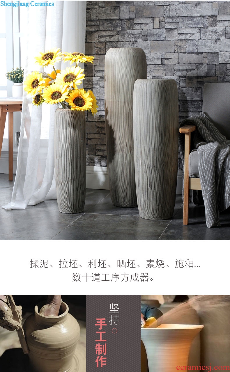 Lucky bamboo dried flowers big ceramic vase Nordic modern furnishing articles, arranging flowers sitting room be born creative home decorations