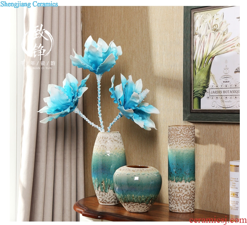 Creative home decorative vase three-piece suit European ceramic vases, flower ceramic arts and crafts