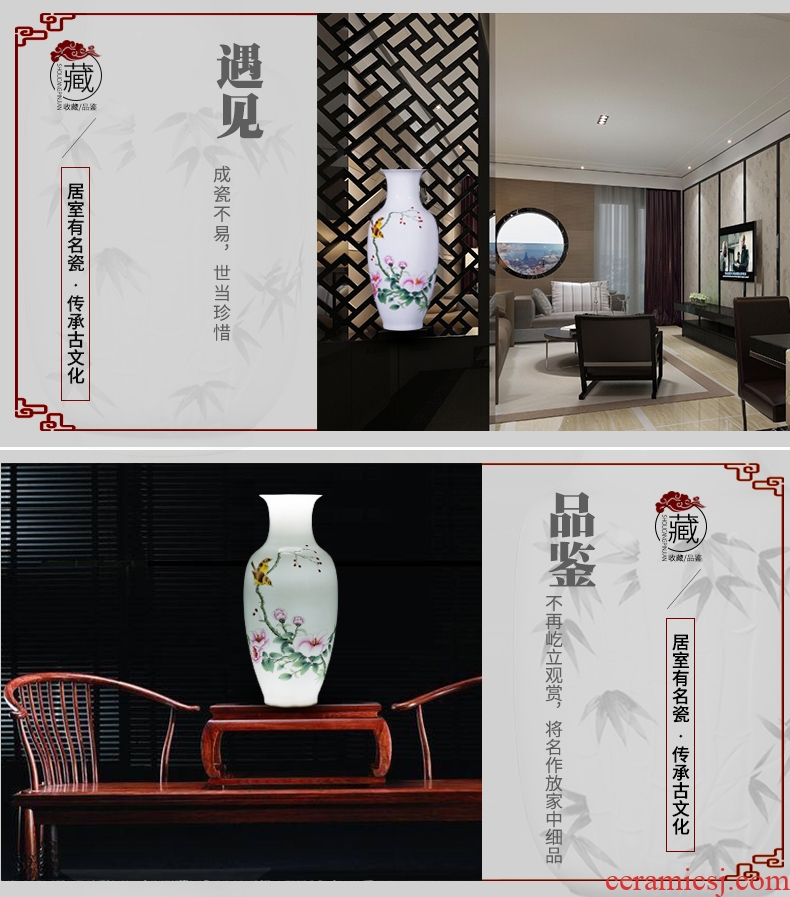 Famous master of jingdezhen ceramics hand-painted vases, flower arranging ling2 han2 bloom new Chinese style living room decorations furnishing articles