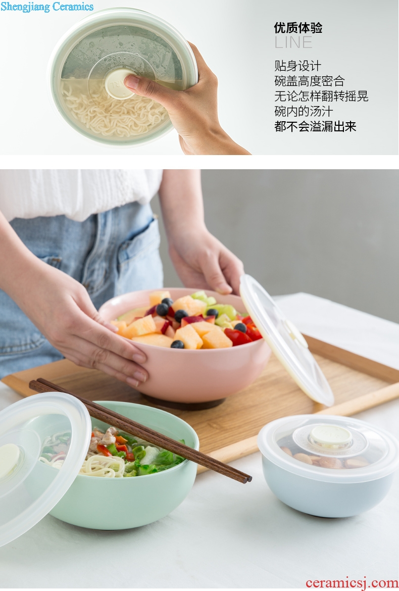 Million jia creative preservation bowl ceramics microwave bento cassette cover bubble rainbow noodle bowl seal preservation box lunch box fridge