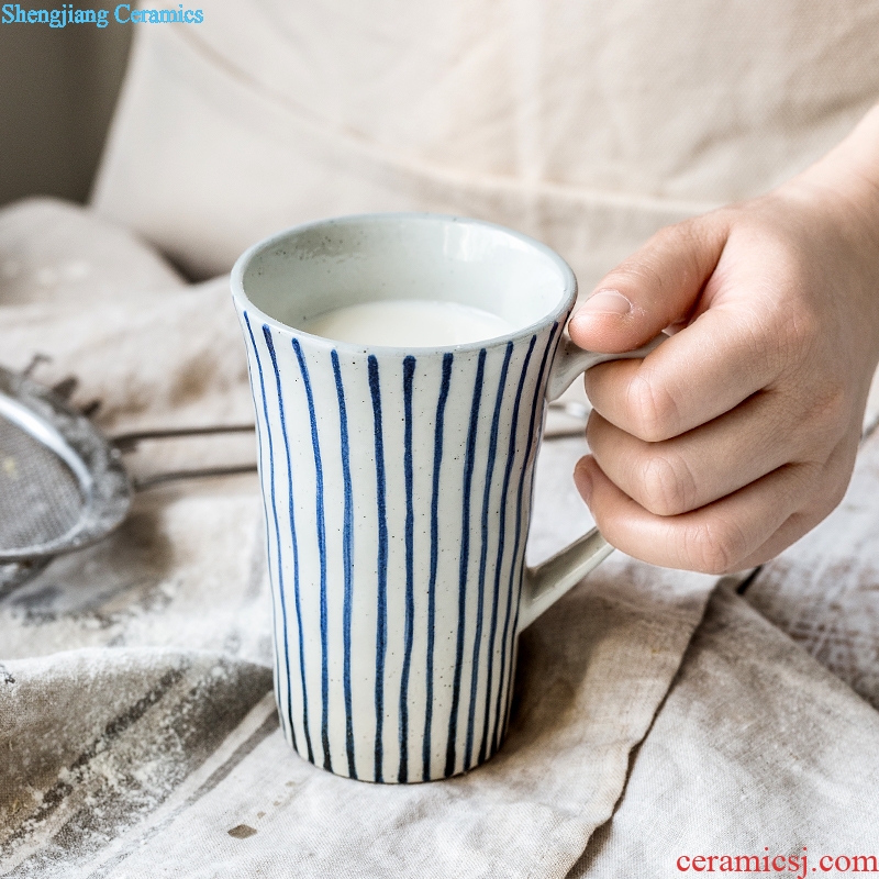 Million jia creative contracted stripe ceramic mugs personality drink tea cup milk cup, valentine