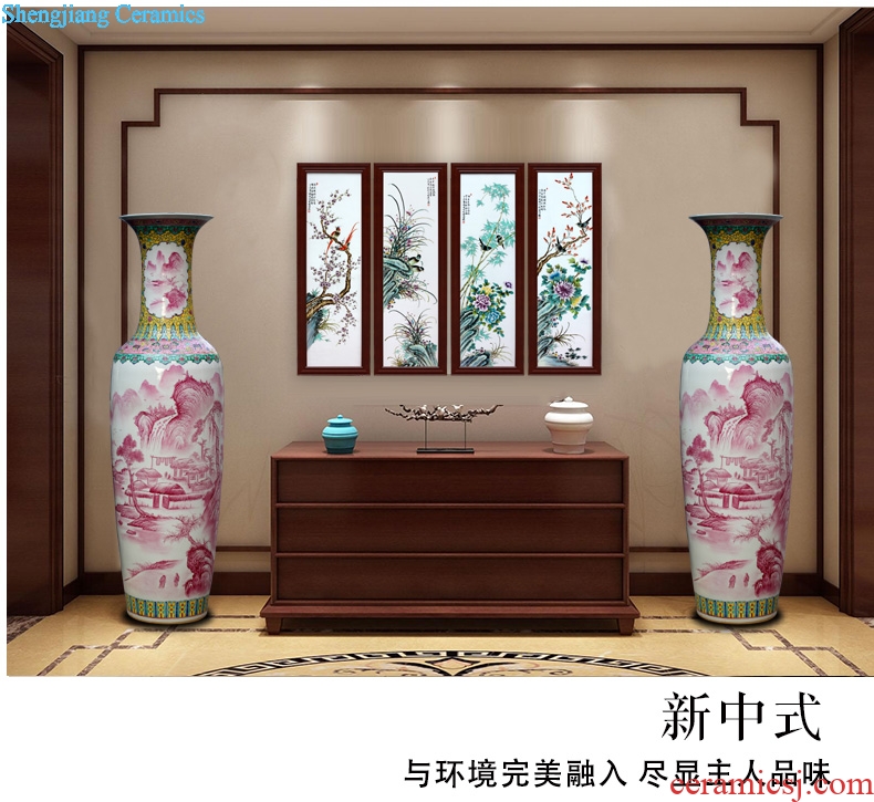 Jingdezhen ceramic hand-painted landscape painting big vase household living room floor furnishing articles shops opening gifts