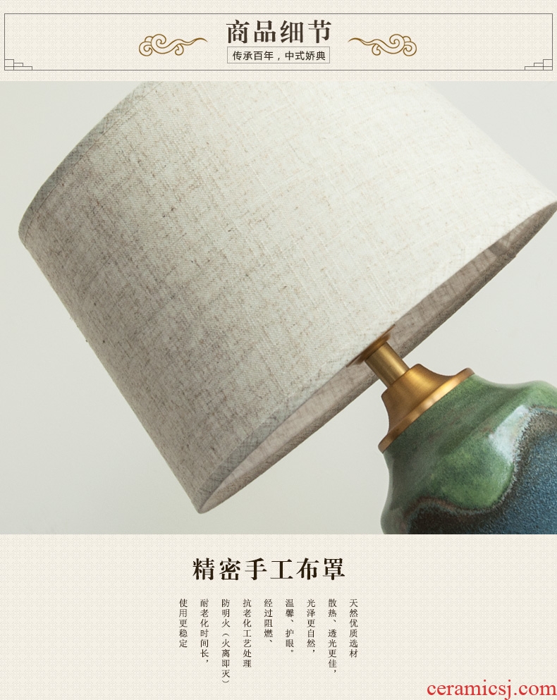 All copper ceramic desk lamp retro nostalgia sitting room of modern Chinese style hotel study adornment lamps and lanterns of bedroom the head of a bed, 1058