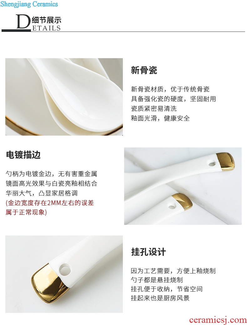 Ijarl million jia ou household ceramic spoon innovative new bone China tableware kitchen spoon ladle TBSP light