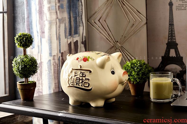 Jingdezhen ceramics pig piggy bank piggy bank home wine ark adornment handicraft ceramic furnishing articles in the living room