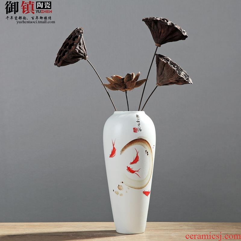 Jingdezhen Chinese wind hand-painted creative arts vase furnishing articles contemporary and contracted household soft adornment ceramic decoration
