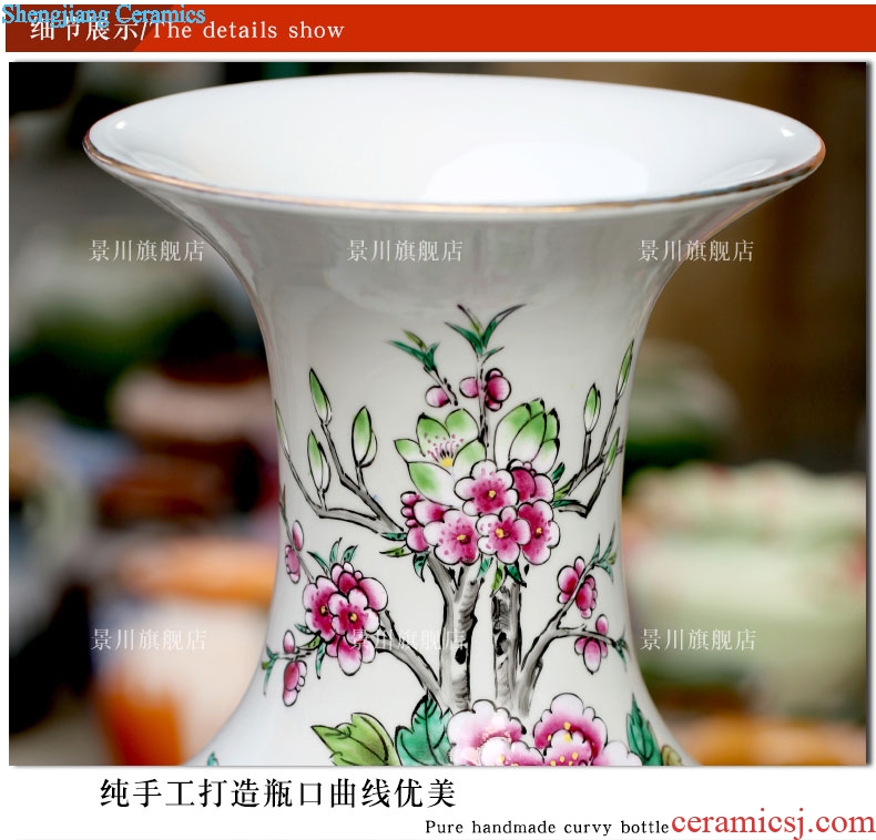 Hand painted pastel big vase peony vase of porcelain of jingdezhen ceramics vase of large sitting room hotel furnishing articles