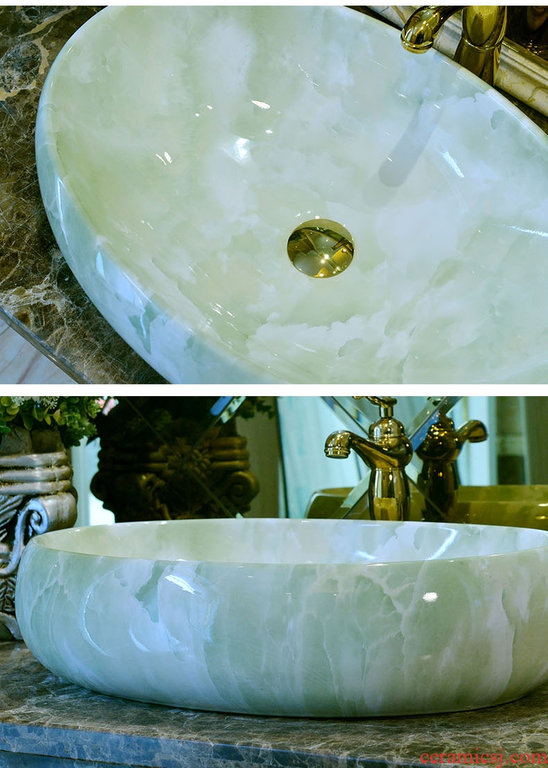 Ceramic wash basin stage basin sink European marble bathroom art basin oval lavatory basin