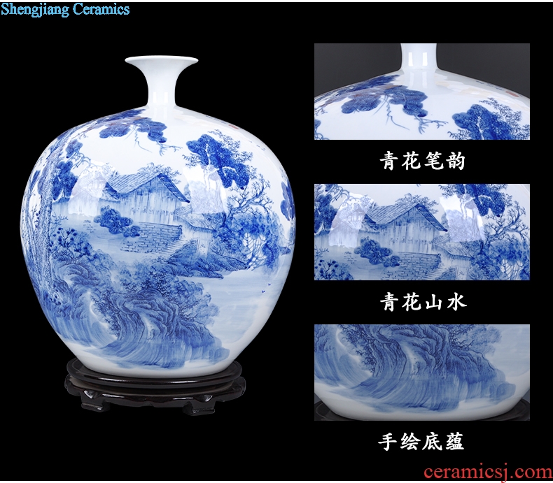 Jingdezhen ceramics famous masterpieces hand-painted porcelain of pomegranate sitting room porch place bottle home decoration arts and crafts