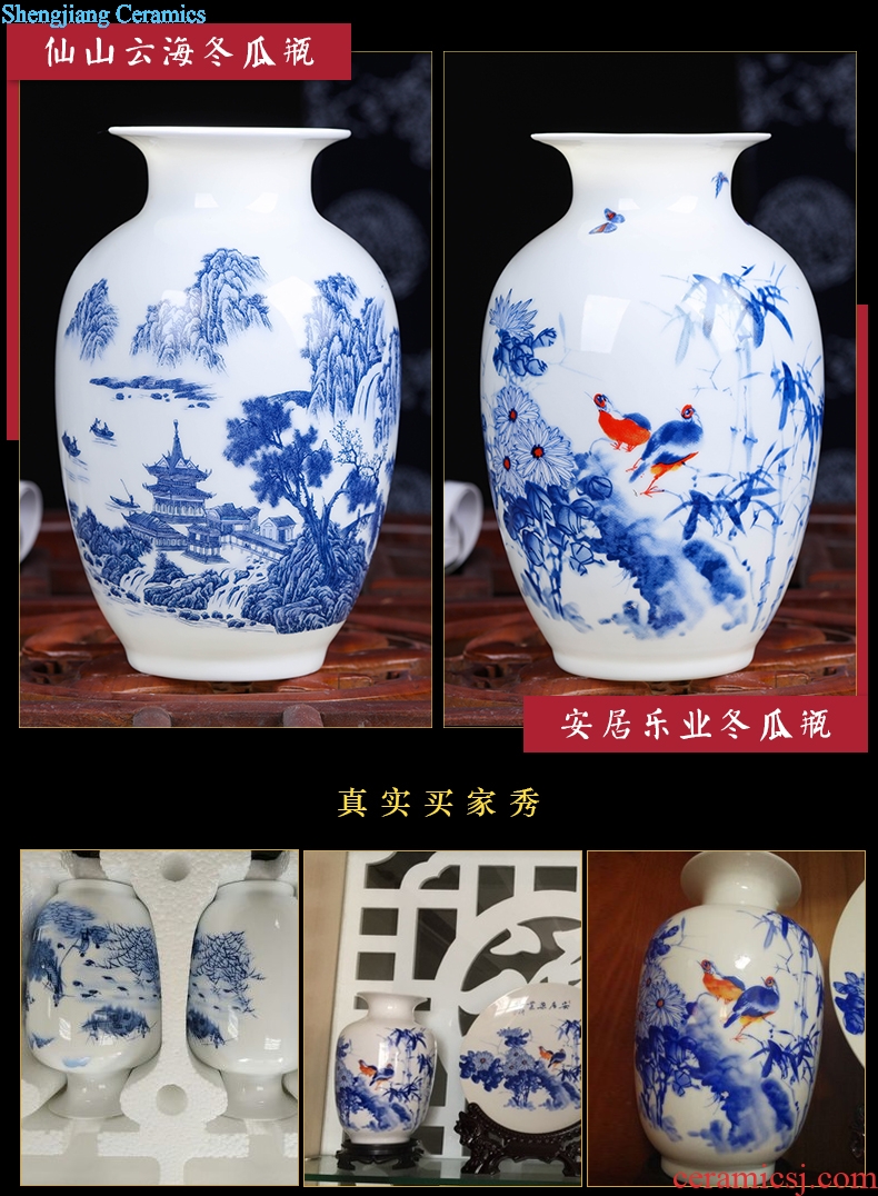Jingdezhen ceramics vase furnishing articles flower arrangement of blue and white porcelain vase sitting room of Chinese style household office decoration
