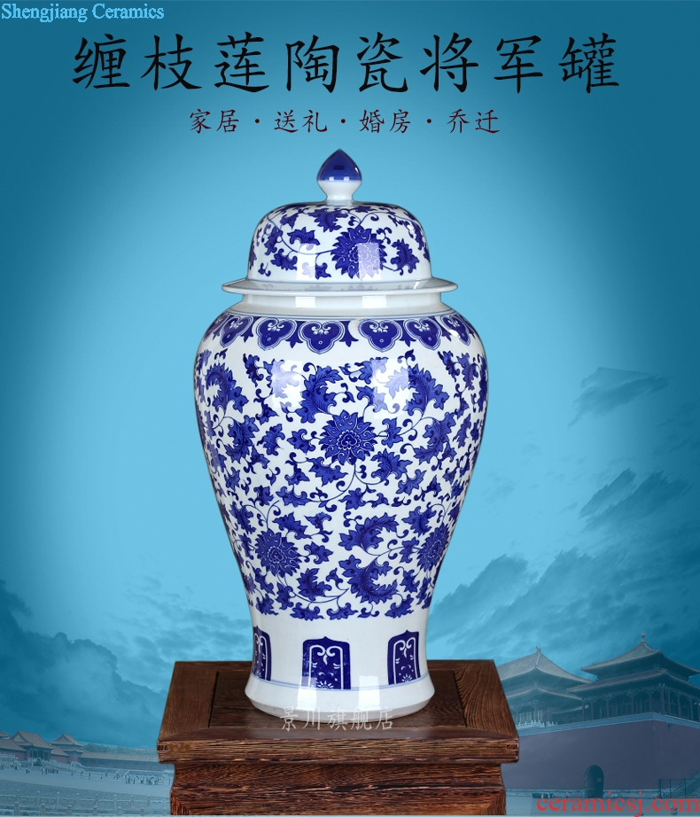 Tangles of blue and white porcelain lotus flower general tank storage tank of jingdezhen ceramics vase mesa of modern home decoration furnishing articles