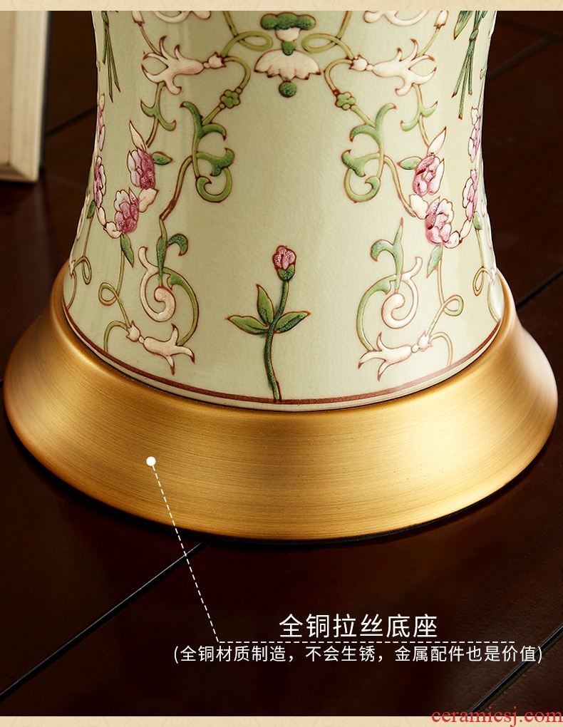 Santa marta tino ice crack european-style lamp wedding ceramic desk lamp of bedroom the head of a bed warm study art lamp