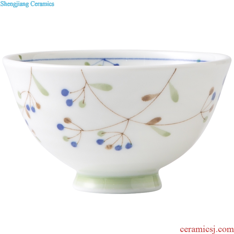 Million jia Japanese Japanese and wind tall bowl of household ceramic tableware to eat small bowl clear soup bowl rainbow noodle bowl