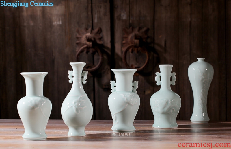 Jingdezhen hydroponic flowers carved flowers inserted manual ceramic vases, flower implement home furnishing articles adornment ornament