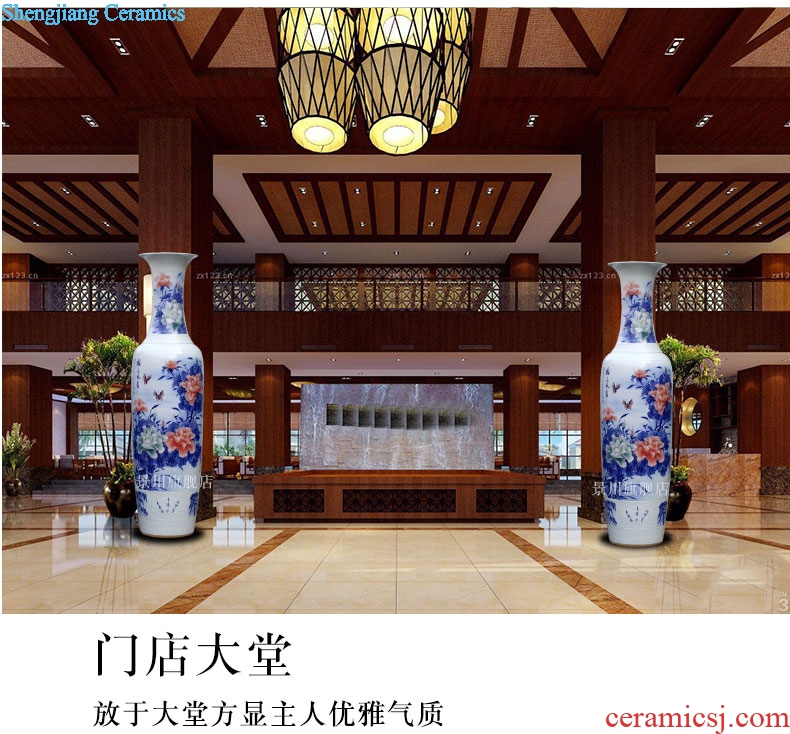 Hand-painted porcelain of jingdezhen ceramic floor big vase peony grape hotel sitting room adornment is placed