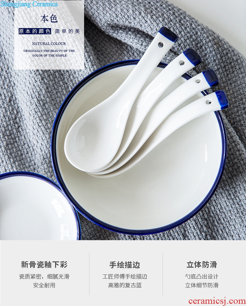 Ijarl million jia simple ceramic spoon household lovely long handle new porcelain scoop small spoon kitchen spoons