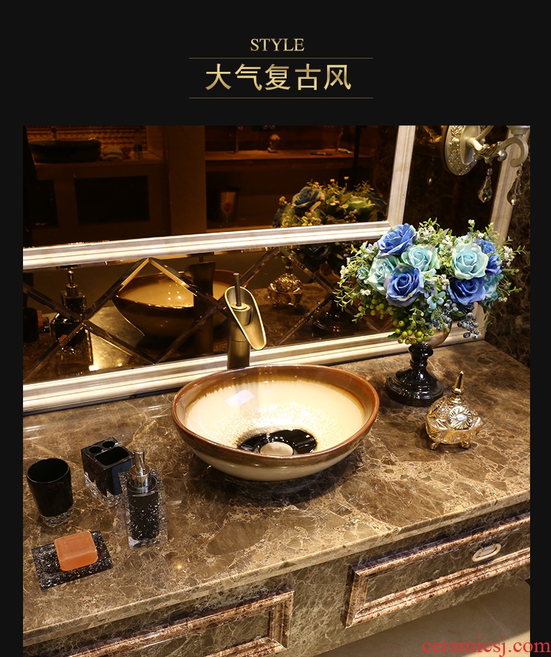 JingYan brown white boat art stage basin creative ceramic lavatory basin archaize restoring ancient ways the basin that wash a face the sink