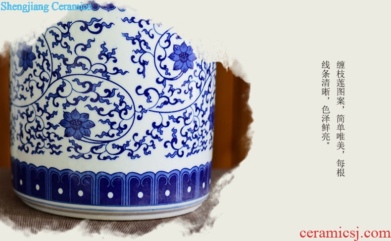 Blue and white porcelain of jingdezhen ceramics furnishing articles caddy pu-erh tea cake store receives the seventh, peulthai the tea cake tin of storage tank