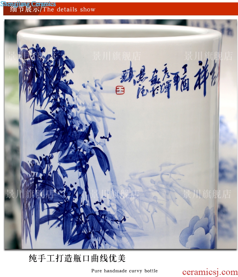 Blue and white porcelain of jingdezhen ceramics hand-painted riches and honour auspicious figure sitting room of large vase household furnishing articles quiver