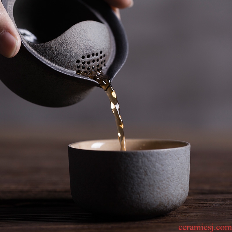 Million kilowatt/hall crack cup a pot of a ceramic portable travel tea set single cup ganoderma lucidum ChengXiang coarse pottery