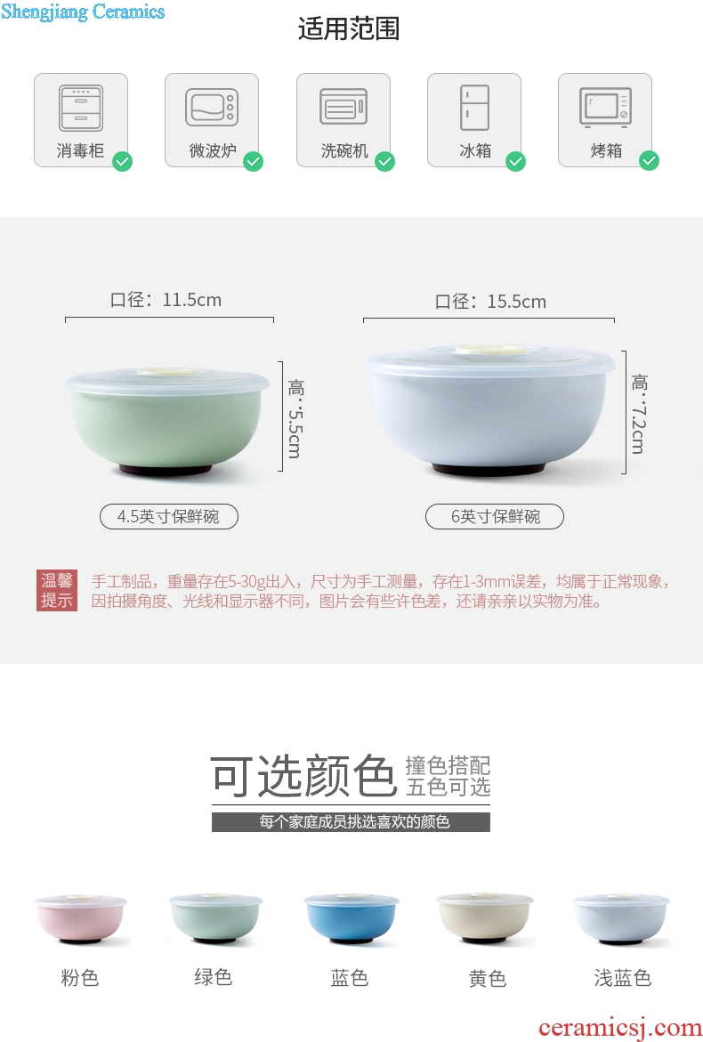 Million jia creative preservation bowl ceramics microwave bento cassette cover bubble rainbow noodle bowl seal preservation box lunch box fridge