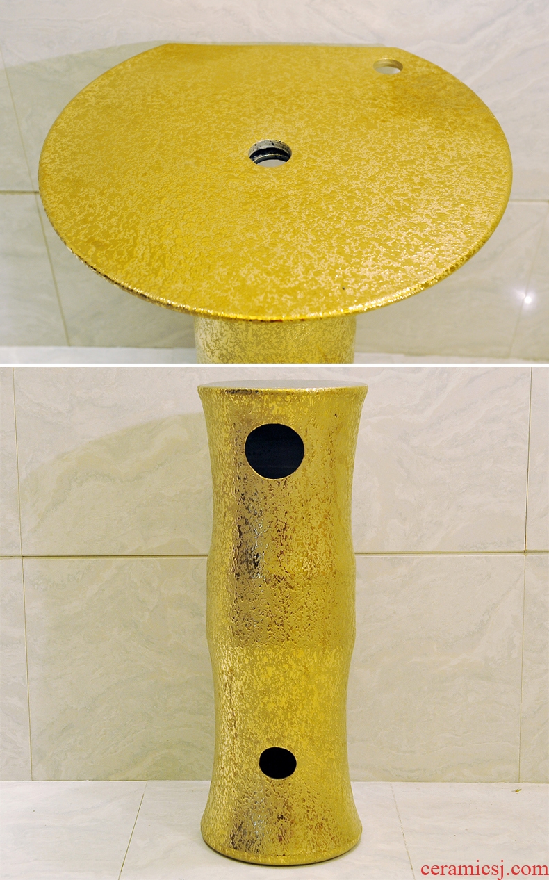 JingXiangLin balcony three-piece set of basin of jingdezhen ceramics art basin sinks pillar basin & ndash; Golden spot