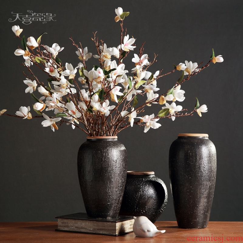 Jingdezhen restoring ancient ways do old clay coarse pottery vase is the sitting room TV ark ceramic clay pottery flower arranging nostalgic flowerpot