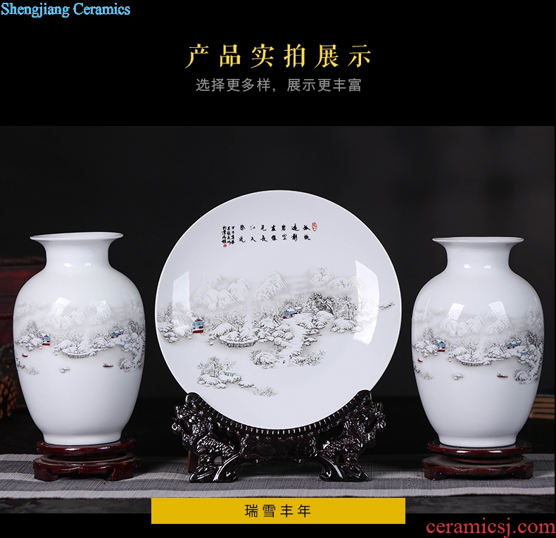 Porcelain of jingdezhen ceramics vase Chinese penjing flower arranging three-piece wine cabinet decoration plate of household decoration