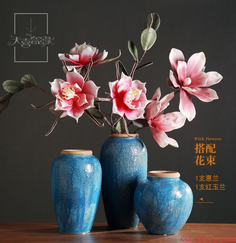 Jingdezhen ceramic flower vases furnishing articles of the sitting room TV ark wine household craft ornaments clay coarse pottery