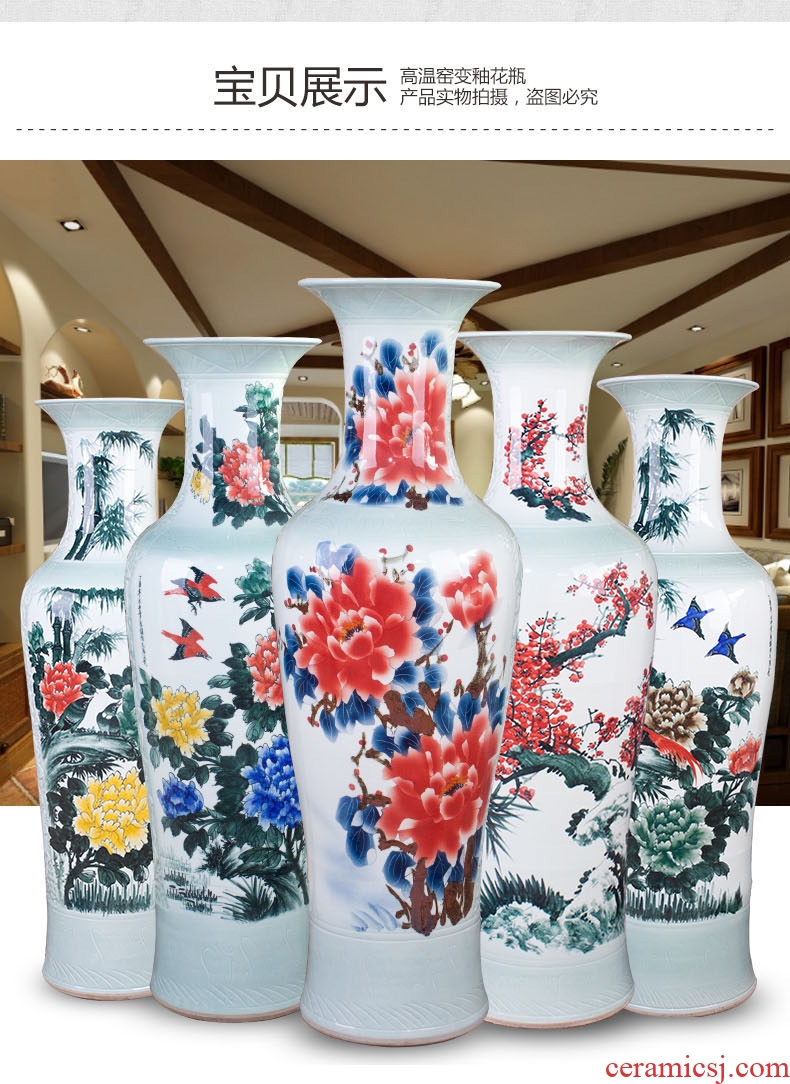 Jingdezhen ceramic hand-painted pastel landing a large vase hotel opening gifts sitting room adornment big furnishing articles